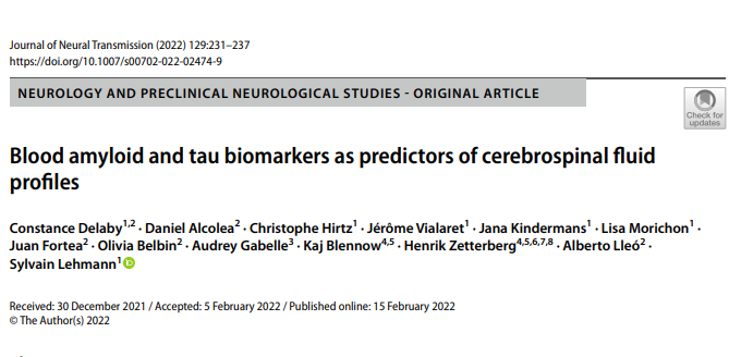 Blood amyloid and tau biomarkers as predictors of CSF profiles